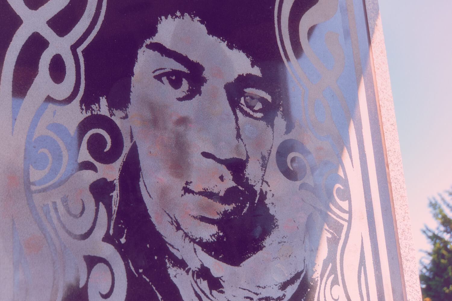 Jimi Hendrix gravesite Jimi hendrix face purple