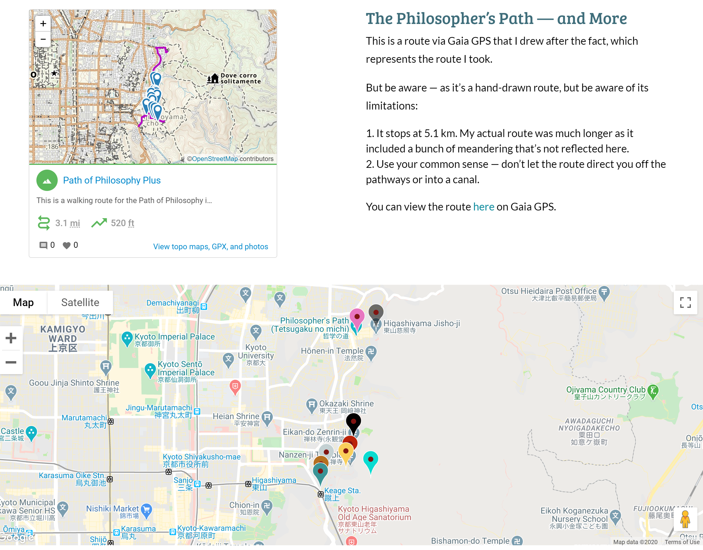 Photo of Path of Philosophy Maps Philosopher's Path route maps page